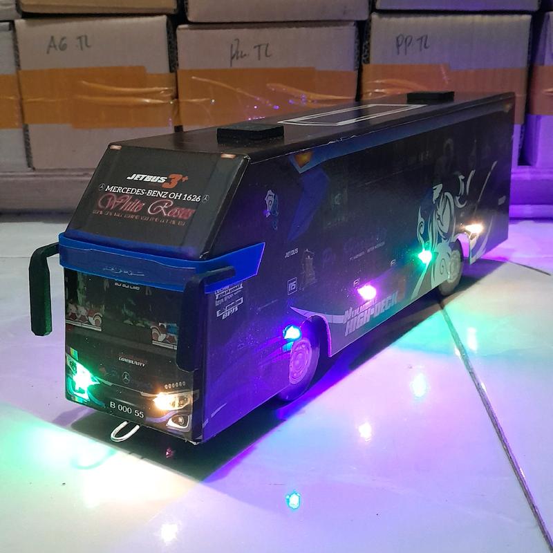 Mainan Anak Bus PH White Roses Full Lampu Telolet 2