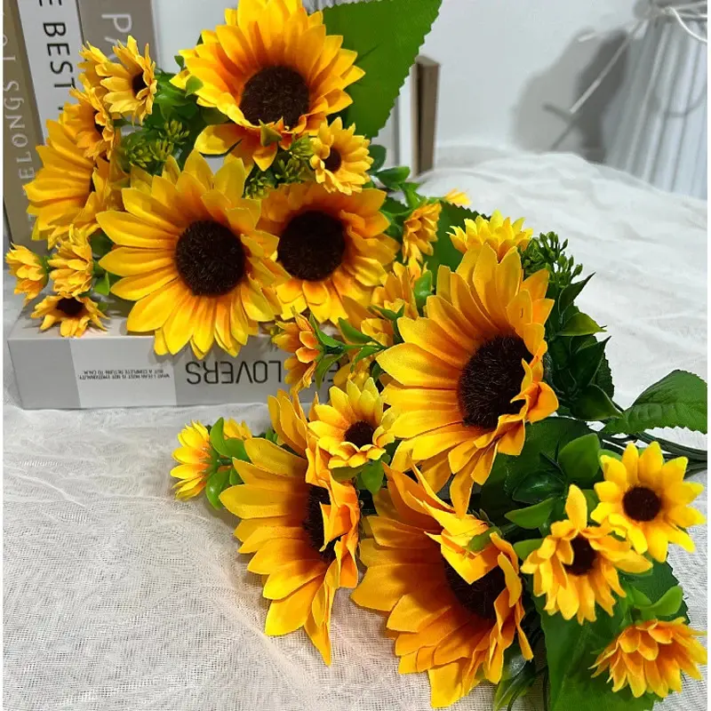 Hoa Hướng Dương Nhân Tạo Bằng Lụa, 1 Bó 13 Đầu, Bó Hoa Giả, Thích Hợp Cho Vườn, Đám Cưới, Thư Viện, Tiệc Tùng, Đồ Trang Trí Giáng Sinh 2