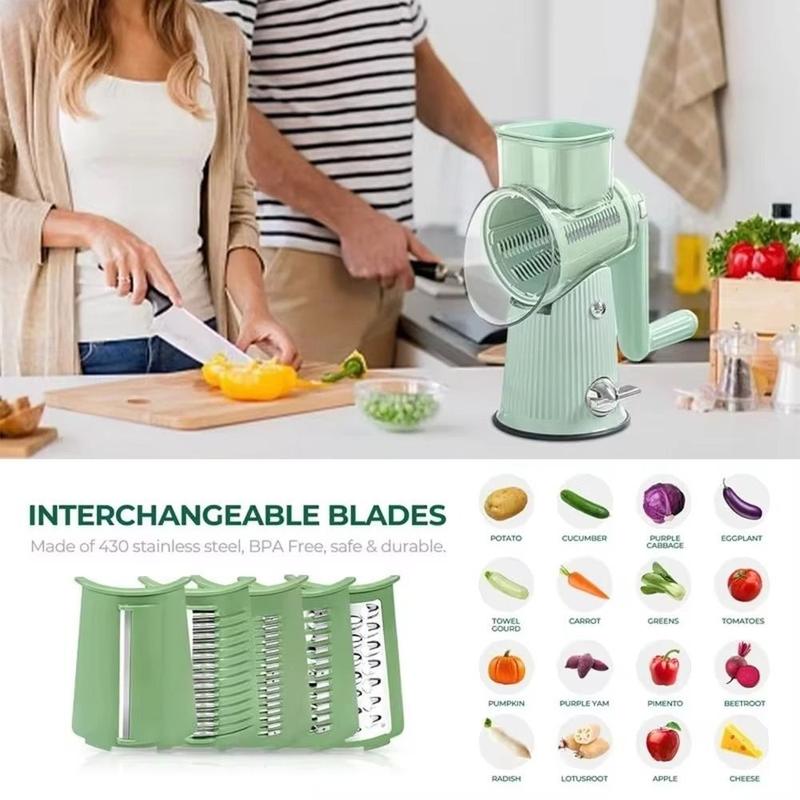 Gifts Round Hand Cranked Vegetable Slicer Kitchen Gadgets Convenient Vegetable Cutting Tool Mandoline Slicer Not Harm Hands Drum Rotary Cheese Grater 4