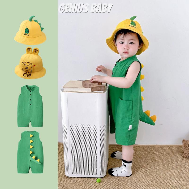 Áo Liền Quần Không Tay Khủng Long Nhỏ Cho Em Bé Hàng Mới Về Mùa Hè, Dành Cho Bé Trai Và Bé Gái, Siêu Dễ Thương, Mỏng Và Thoải Mái, Phong Cách Hàn Quốc, Thích Hợp Cho Quần Áo Leo Núi, Có Kích Thước 0-24 Tháng