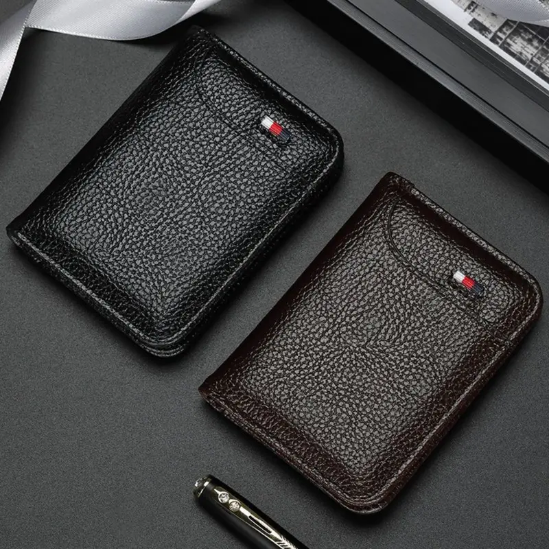 Men's Card Holder Thin Mini Wallet Card Storage Bag Unisex Exquisite Pu Coin Purse 6