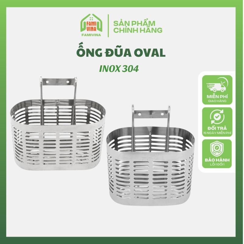 Ống đựng đũa muỗng Treo tường Oval inox 304 chống rỉ sét mài mòn - Giá đựng đũa có 2 kích cở