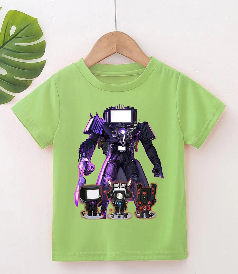 Product Introduction of Áo thun trẻ em Áo POLYCOTTON mát mịn In Hình SKIBIDI TOILET cho bé trai và bé gái Vải Cotton Baby Tee Women Top Voi Cổ Tròn Heart áo  baby áo  baby Flower 7