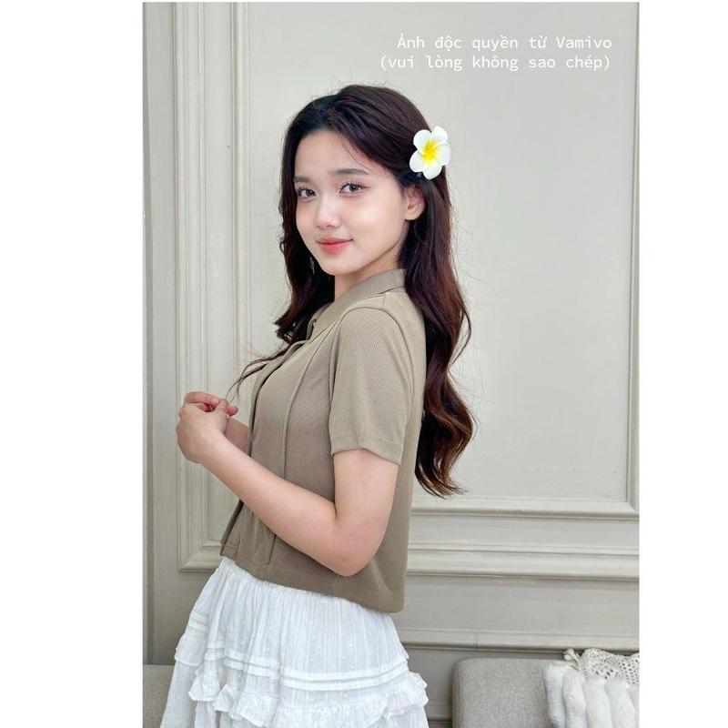 Áo thun có cổ nữ ATK17 Vamivo vải tăm Hàn, cổ đức siêu xinh 8