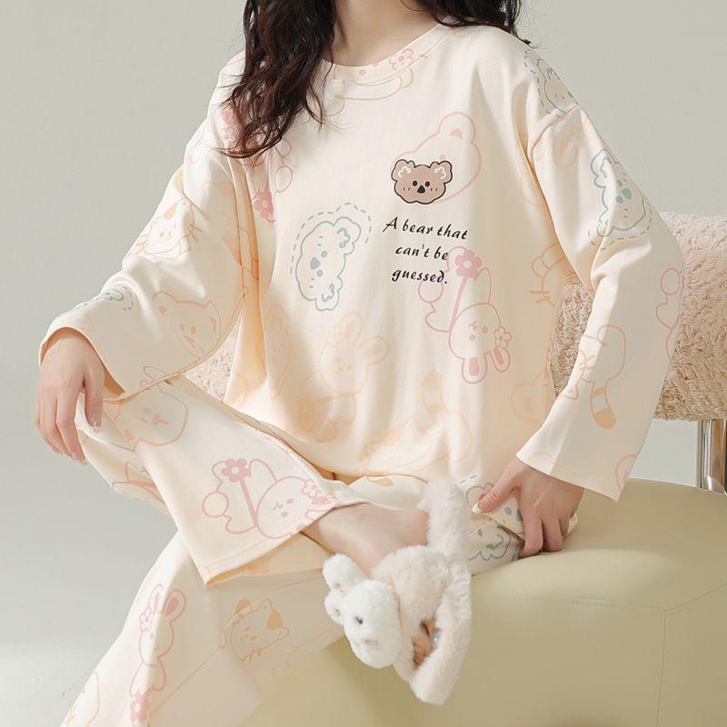 Bộ Đồ Ngủ Cao Cấp Cho Nữ, 100% Cotton, Bộ Dài Áo Dài Tay Và Quần Dài, Dáng Rộng Thích Hợp Cho Mùa Xuân Và Mùa Thu, Lý Tưởng Cho Học Sinh Mặc Nhà Mùa Hè, Thiết Kế Độc Đáo, Thoải Mái, Thanh Lịch, Đẹp Mắt 6