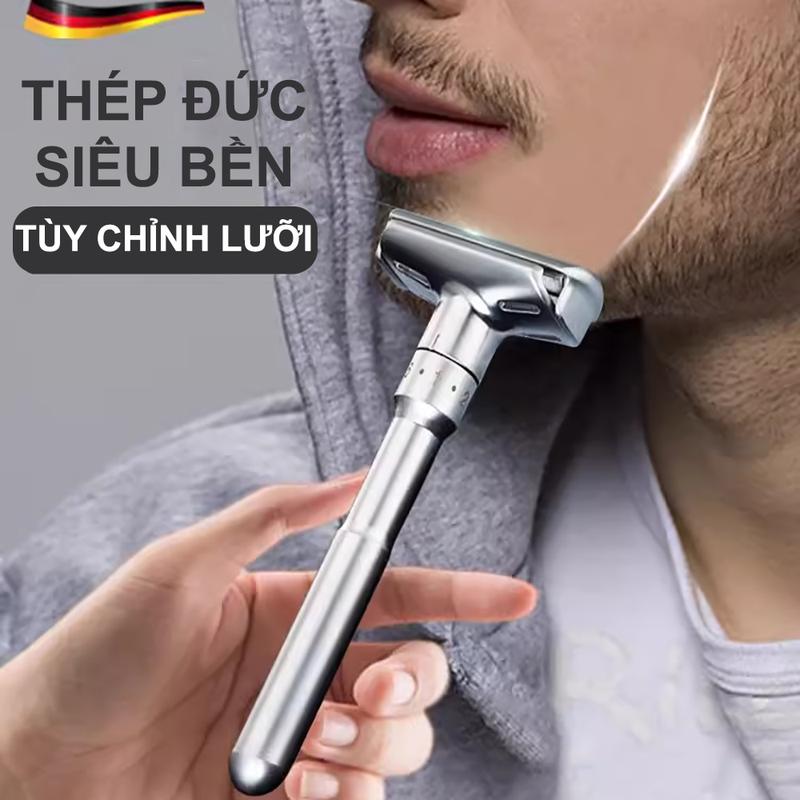[TẶNG NGAY 10 LƯỠI LAM TITANIUM SIÊU SẮC]Dao cạo râu cổ điển classic Thép Đức CẠO SẠCH không gây đau Chất liệu Hợp kim Thép chống rỉ nguyên khối Dao cạo cao