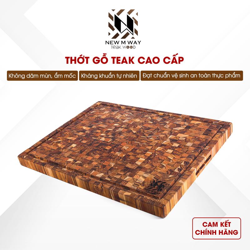   Size XL  Thớt gỗ cao cấp NEW M WAY hình chữ nhật 38x51cm dày 3,8 cm được làm từ gỗ teak đạt tiêu chuẩn châu Âu 