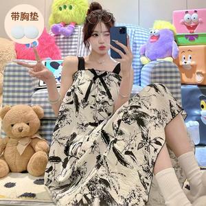 Baju Tidur Kamisol, Untuk Wanita, Kapas Awan Ultra-Lembut, dengan Bra Empuk Terbina Dalam, Aksen Ikatan bentuk rama-rama Manis, Pakaian Rumah Comel Gaya Korea, Sesuai untuk Relaksasi Dalaman yang Selesa dan Pakaian Tidur