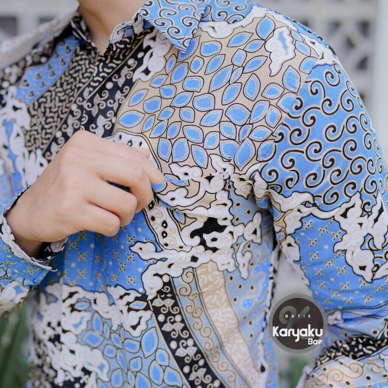Kemeja Batik Slimfit Pria//Kemeja Kantor Motif Batik Terbaru Best Seller Kain Katun Panjang 6