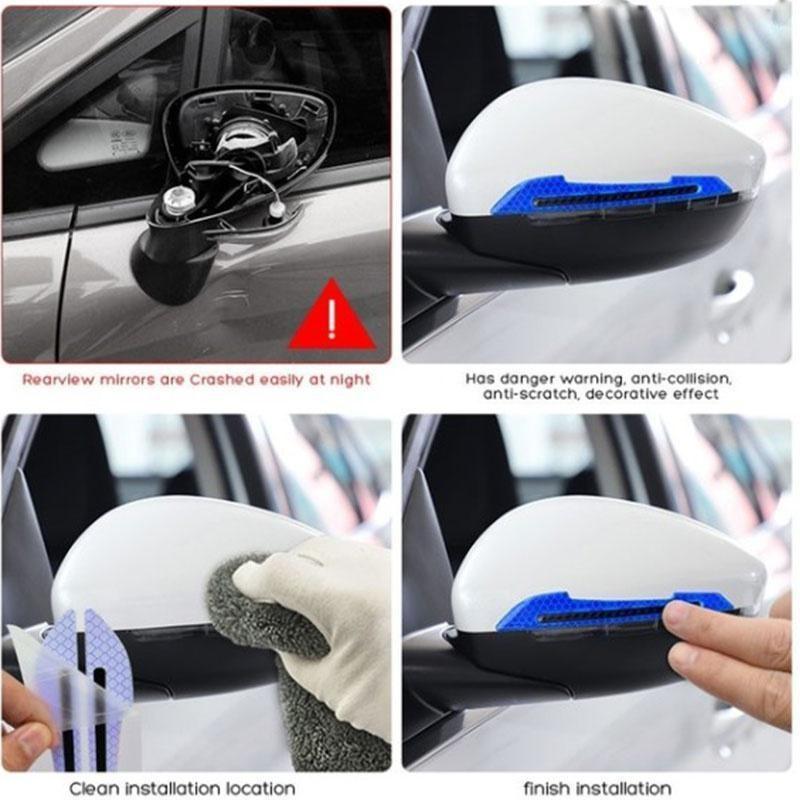Product Introduction of 2pcs/set Car Rearview Mirror Reflective Sticker Safety Warning Reflective Sticker Car Rearview Mirror Decorative Strip 12
