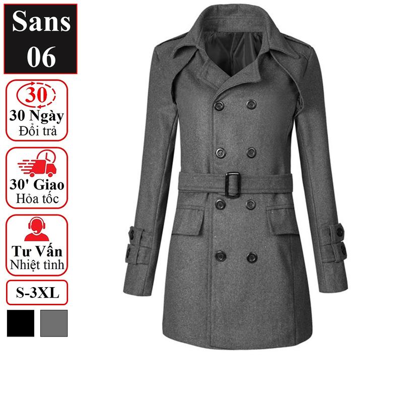 Áo khoác dạ nam dáng ngắn Sans06 kèm đai mangto hàn quốc vừa blazer