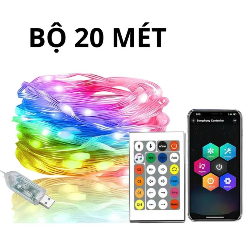 Đèn Led Cuộn Nháy 20M Dây Đèn Hạt Led Giọt Lệ Trang Trí RGB 5V Cổng USB Nháy Theo Nhạc Kết Nối App