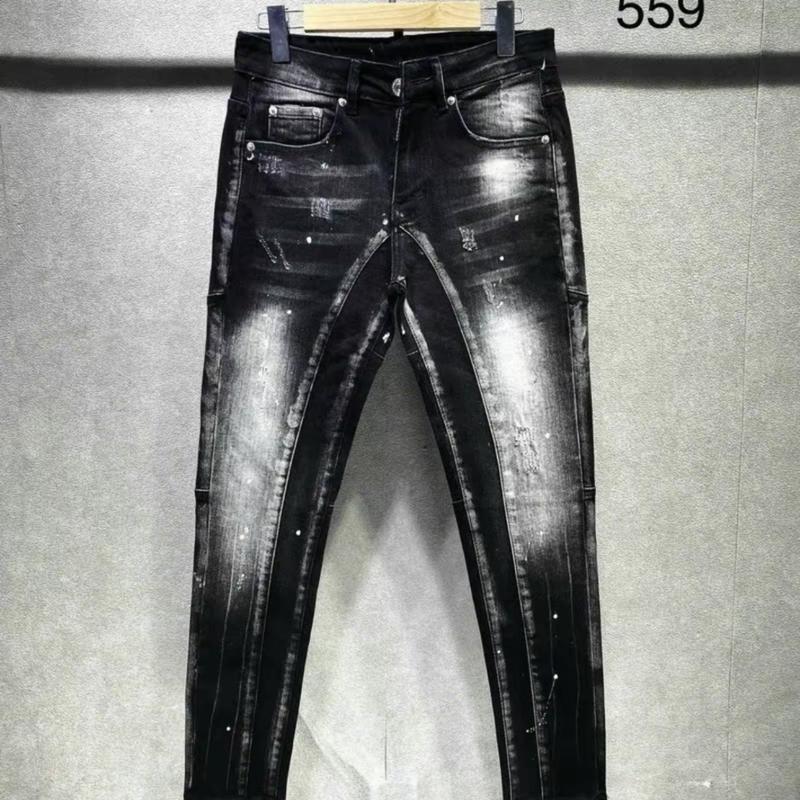  Quần jean nam đen wash 2 đáy rách xước gối loang màu phối vẩy sợn nhẹ mẫu mới phong cách trẻ trung năng động hottrend boy phố 