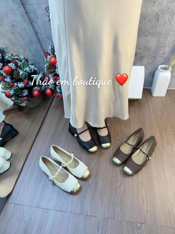 Giày búp bê nữ đế 3P basic da mềm phối quai tết    ( GC0042)