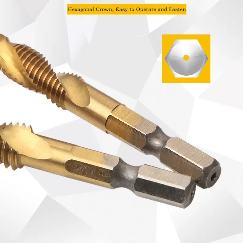 Mata Bor Multifungsi 6 PCS Mata Bor Pembuat Ulir Drat Drill Tap Set M3-M10 Set Hex Twist Spiral Tapper 7cm ( Extra Long ) 4