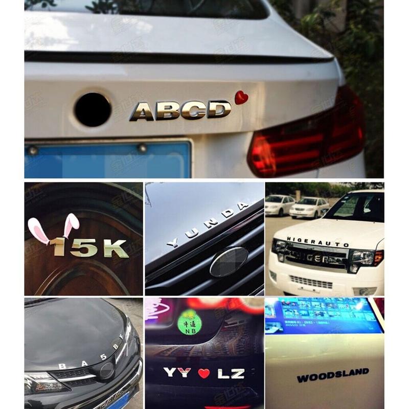 Product Introduction of 1 Pc 25mm Matt Black Metal DIY 3D Alphabet Letter Digital Number Emblem Sticker 20