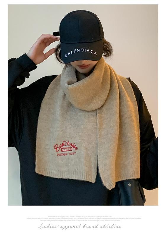 Product Introduction of Embroidered Brown with Letters with Woolen Knitting Scarf Winter Girls 2023 New High-Grade Korean Style All-Match Scarf 12