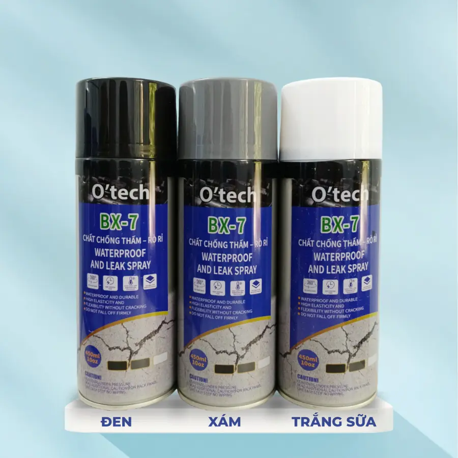 Bình xịt chống thấm trần nhà, tường ngoài, mái tôn, tạo lớp phủ chống nước chống rò rỉ O'tech BX-7 sơn  xịt chống thấm chong tham nuoc
