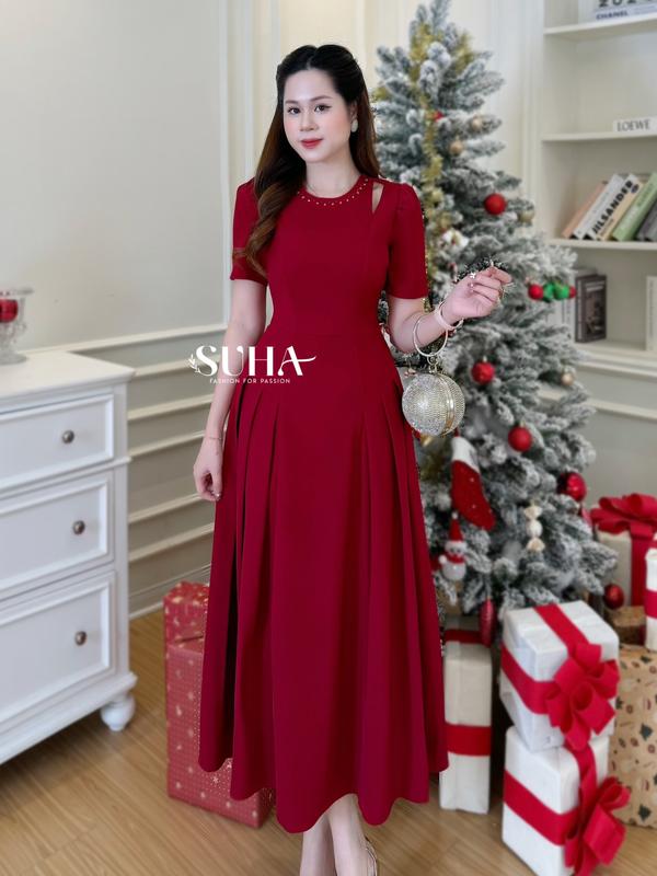 Váy nữ thiết kế cao cấp chất liệu mềm mại tông màu thu hút bắt mắt váy xinh 2024 đầm dự tiệc dài qua gối phù hợp đi chơi đi đám cưới đi làm Cara Dress V1609 -Thoitrangsuha Women