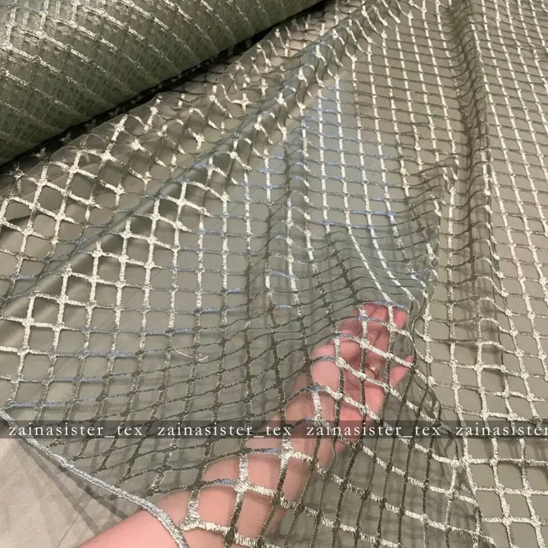Kain Brukat Tille Kotak | Tille Jaring | Tille Mesh Kotak Square Korea 1/2 meter 3