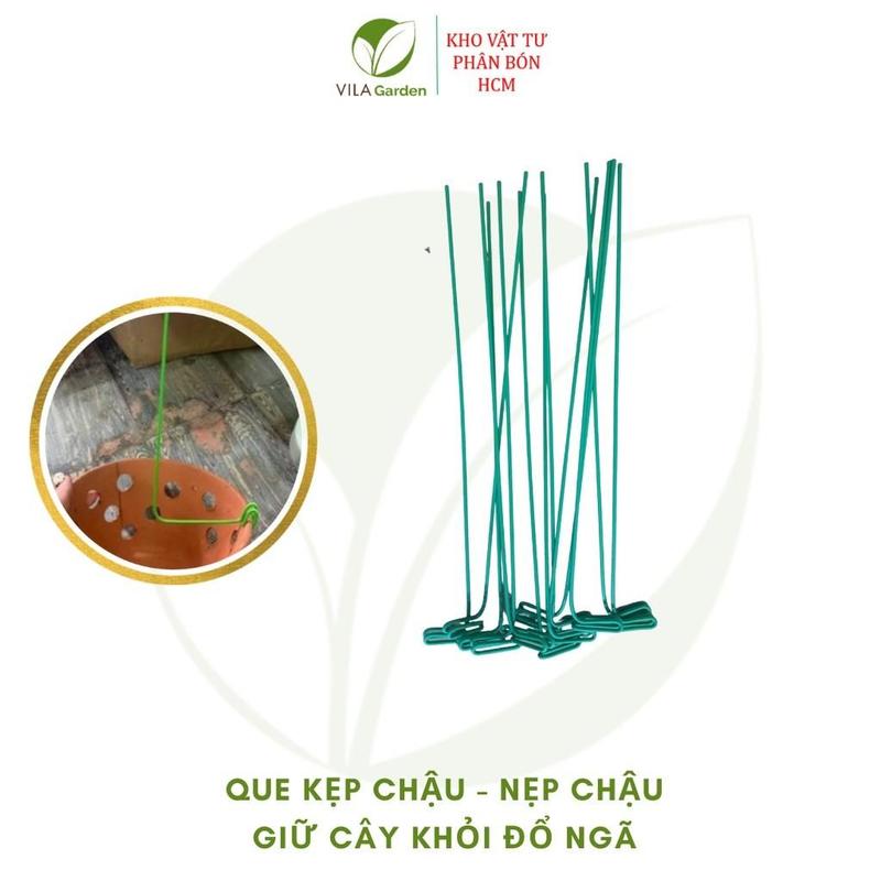 Que kẹp chậu giữ lan - nẹp chậu - ghim chậu loại chưa uốn độ dài 28-30cm (bọc nhựa) (VILA Garden) 3