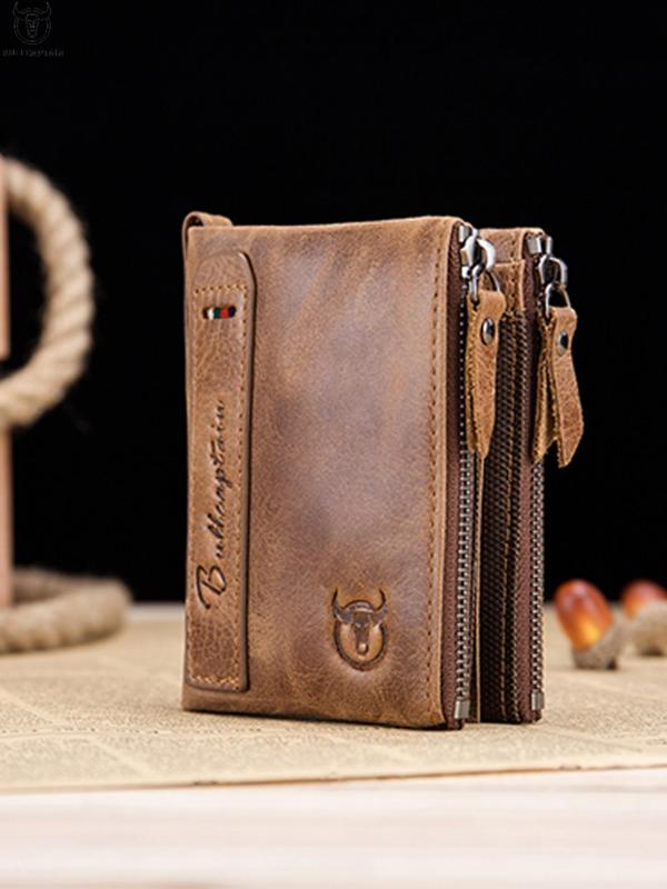 Men's Vintage Letter Embossed Short Wallet, Casual Zipper Small Wallet for Daily Used, Simple Trendy Versatile High-quality Daily Commuting Wallet for Men 3
