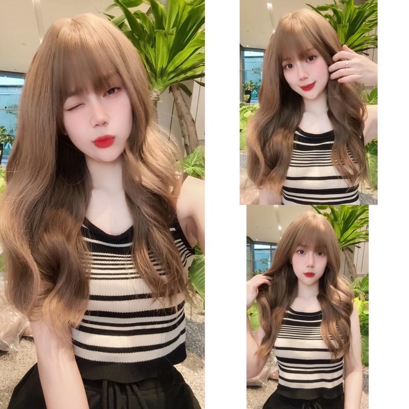 C102 Tóc nguyên đầu xoăn sóng lơi ngang lưng(kèm lưới trùm và lược).kiểu tóc xù lơi nhẹ nhàng Tóc Giả Wig