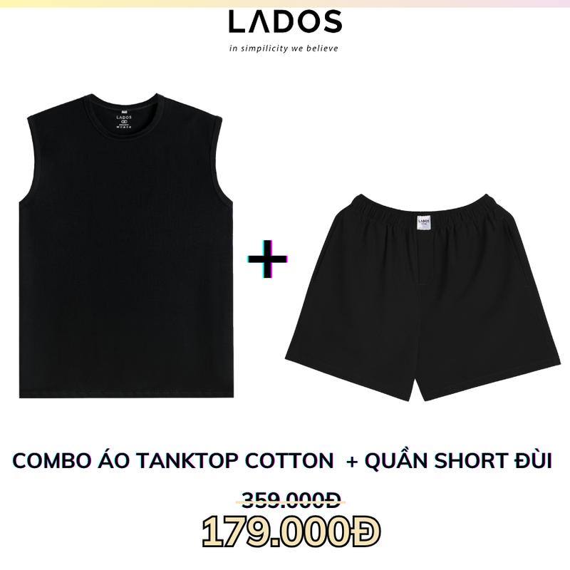Set áo thun tanktop 3 lỗ thể thao 9085 kèm quần short đùi kate nam 4071 tập gym chạy bộ mặc nhà dạo phố LADOS-7107