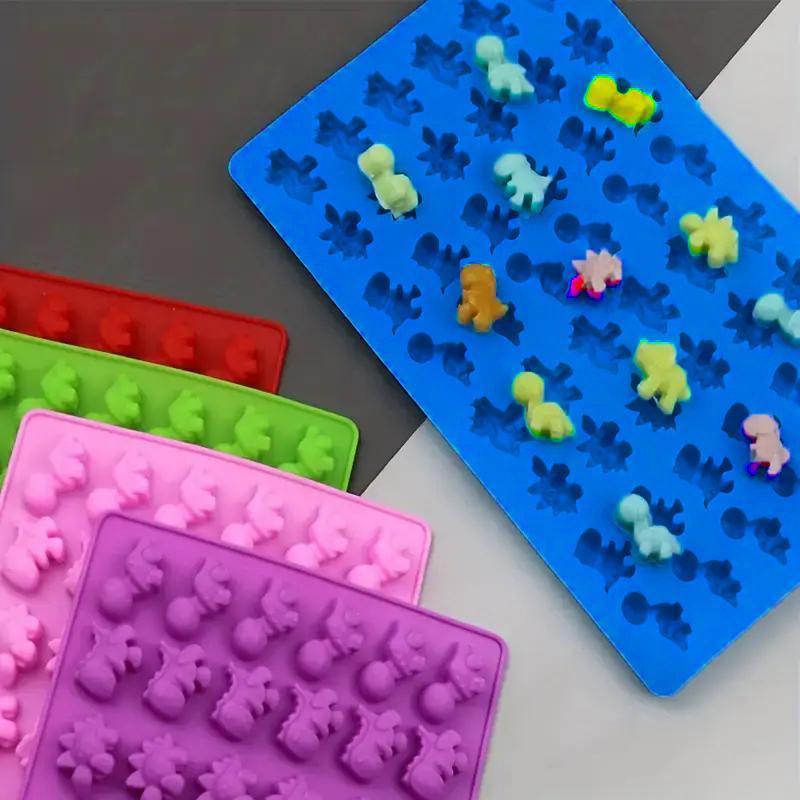 Silicone Dinosaur Shaped Candy Mold Plate, 1 Count DIY Baking Mold With Dropper, Kitchen Durable Baking Tool For Cookies & Chocolate & Pudding 2