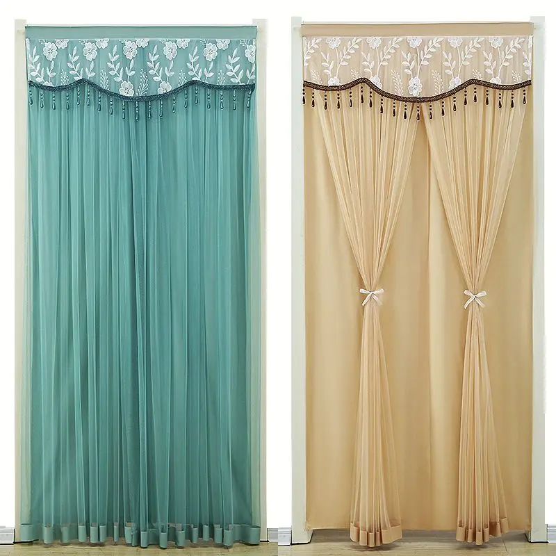 Rèm cửa ren, hàng mới về, tất cả các mùa, rèm ngăn chia, không đục lỗ, chống muỗi, thích hợp cho gia đình, phòng ngủ và nhà bếp, lưới hai lớp, không trong suốt