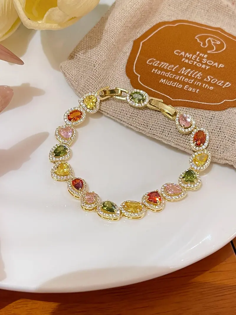 Product Introduction of Fashion Colorful Zirconia Decorated Bracelet, Fashion Jewelry for Party, Daily Clothing Decor, Trendy All-match & Exquisite Jewelry for Birthday Gift 0