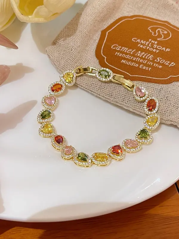 Fashion Colorful Zirconia Decorated Bracelet, Fashion Jewelry for Party, Daily Clothing Decor, Trendy All-match & Exquisite Jewelry for Birthday Gift 0