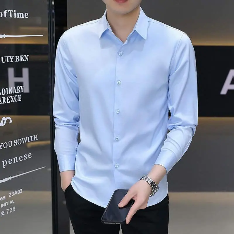 Áo Sơ Mi Dài Tay Lụa Thái Cao Cấp form Slim Fit Co Giãn Nhẹ 3