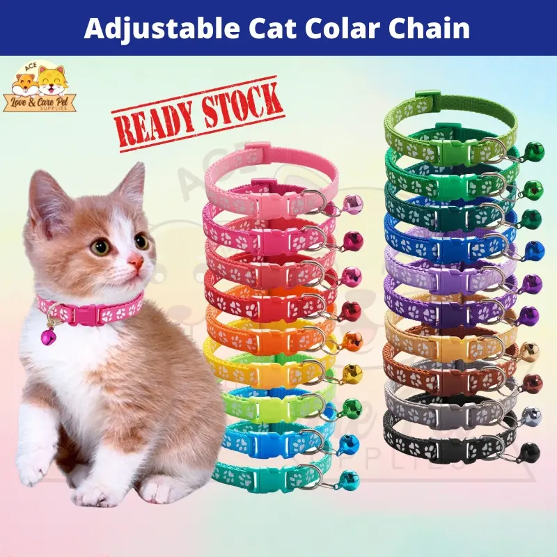 Adjustable Cat Neck Collar Chain Pet Neck Strap With Bell | Rantai Kucing Dengan Loceng