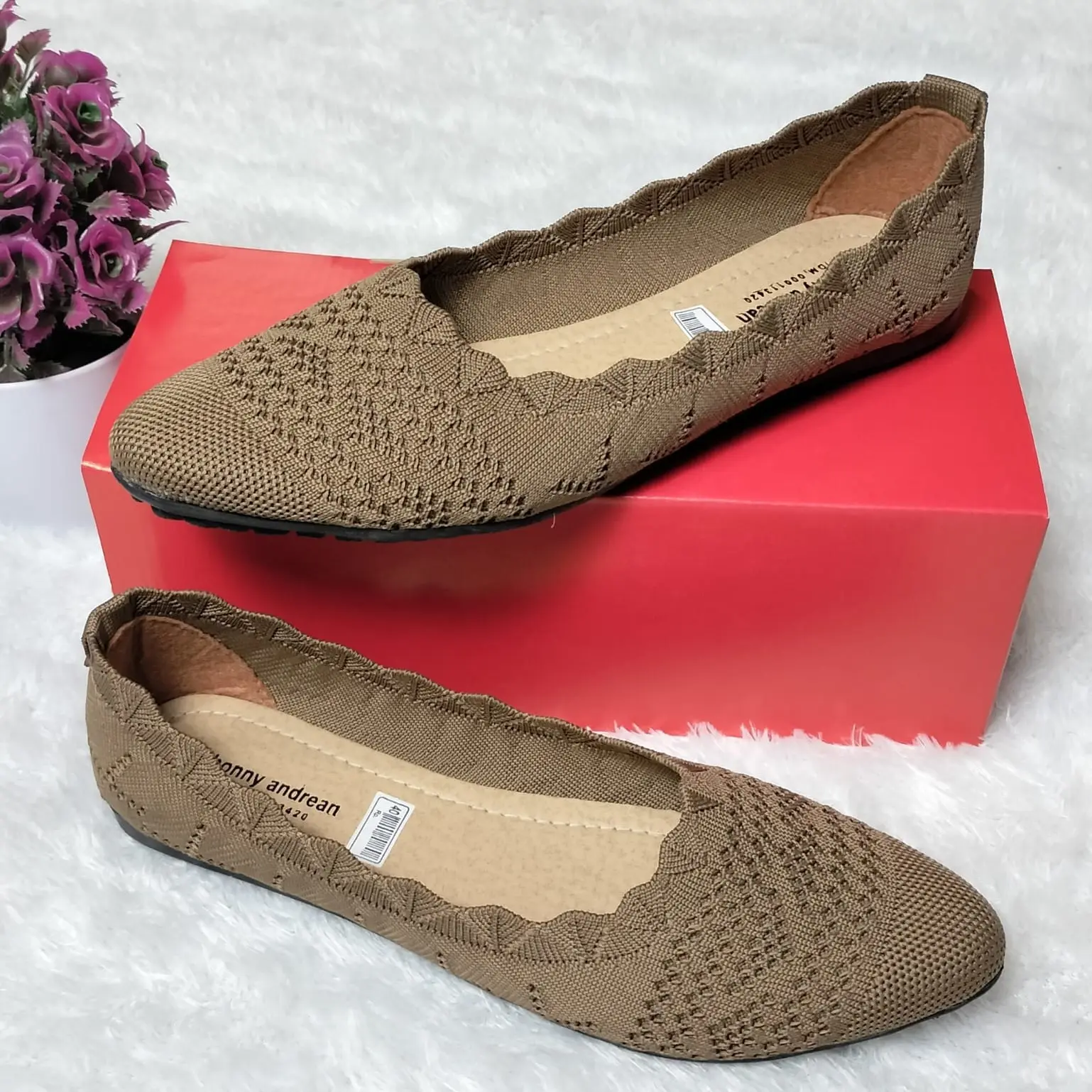 Flatshoes Rajut Wanita Terbaru kekinian Sepatu Wanita Sol Karet