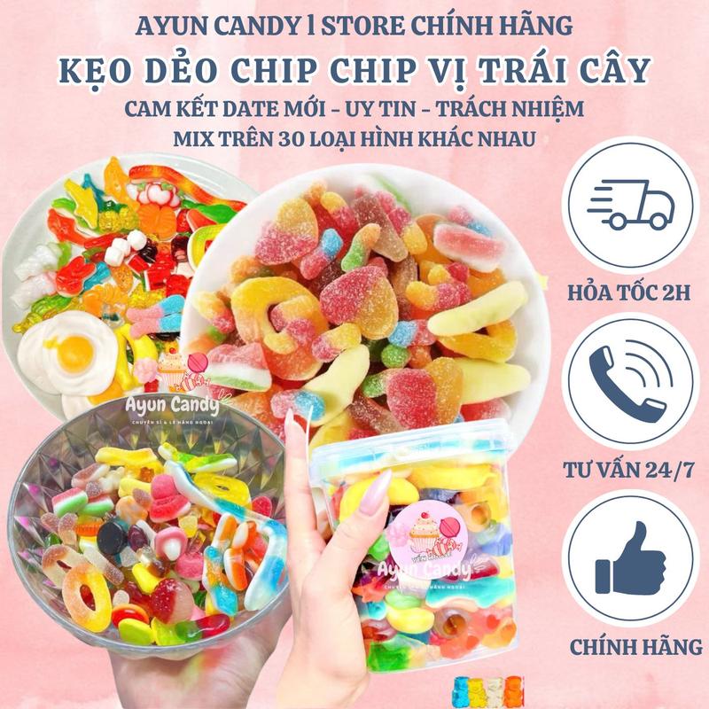 [100G] Kẹo Dẻo Chip Chip Vị Trái Cây Mix Hơn 30 Hình, Kẹo Dẻo Trái Cây
