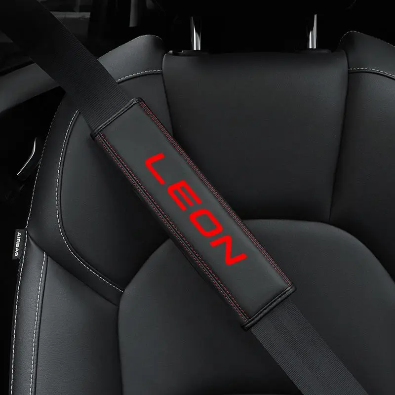 Car Seat Belt Shoulder Pad, PU Leather Car Seat Belt Cover, Universal Car Interior Accessories for Seat Leon 4