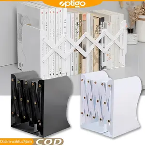 Rak Buku Lipat Minimalis Putih Portable Adjustable Folding Hitam Book Stand Teleskopik Tempat Pembatas Buku