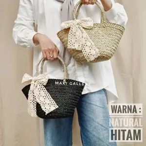 Tas Anyaman Kerajinan Mendong Pandan Pita Renda Etnik Wanita Tradisional Bali Gemma Bag By Maki Gallery Polos Dewasa