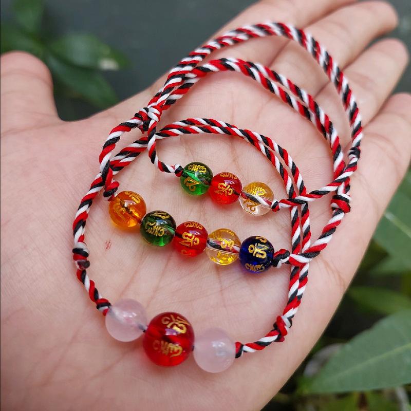 April Gallery - Paket 3 Gelang Tridatu Mantra Panca Rose Cinta Perempuan Laki-laki Batu Aksesoris Benang Putih Bracelet 5