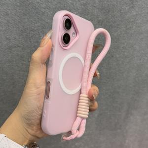 Funda de gel magnética 2 en 1 + Correa para la muñeca, Funda anticaídas para iPhone 17/16/15/14/13/12/11 Pro Max, Compatible con carga inalámbrica Magsafe