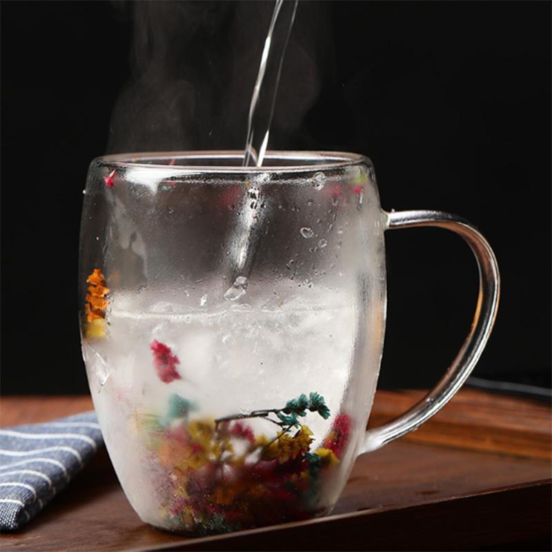 Product Introduction of Cốc cà phê thủy tinh, hai lớp, hoa đầy màu sắc, cách nhiệt, trong suốt, thích hợp cho cà phê, latte, túi trà, đồ uống 10