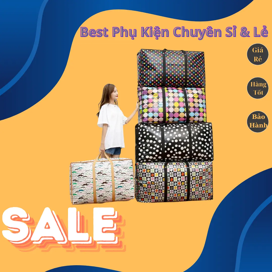 Túi Vải Bạt Đựng Đồ Siêu To Có Khóa Kéo - Size 80/70/40cm, Loại Lớn Có Quai Xách