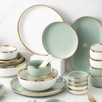 Gambar [Vaes] Dining Set 9 Pcs Royal/ Piring Set List Gold Keramik Mewah/ Peralatan Makan Luxury Piring dari Vaes Houseware Kota Medan 3 Tokopedia