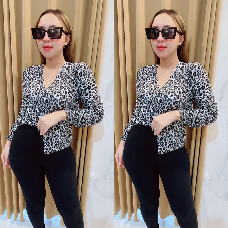 Grosir Natalia | BK Lyona Material Rayon Baju  Atasan  Wanita  Casual  Motif Leopard 2