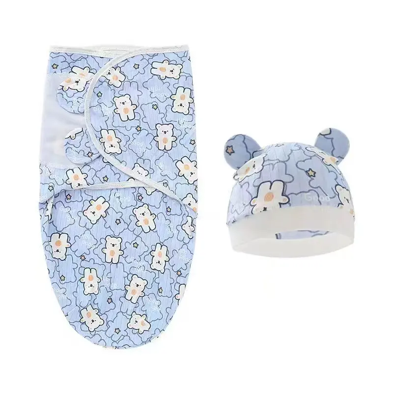 bedong bayi instan & topi swaddle baby newborn sleeping bag katun adem nyerap keringat 6