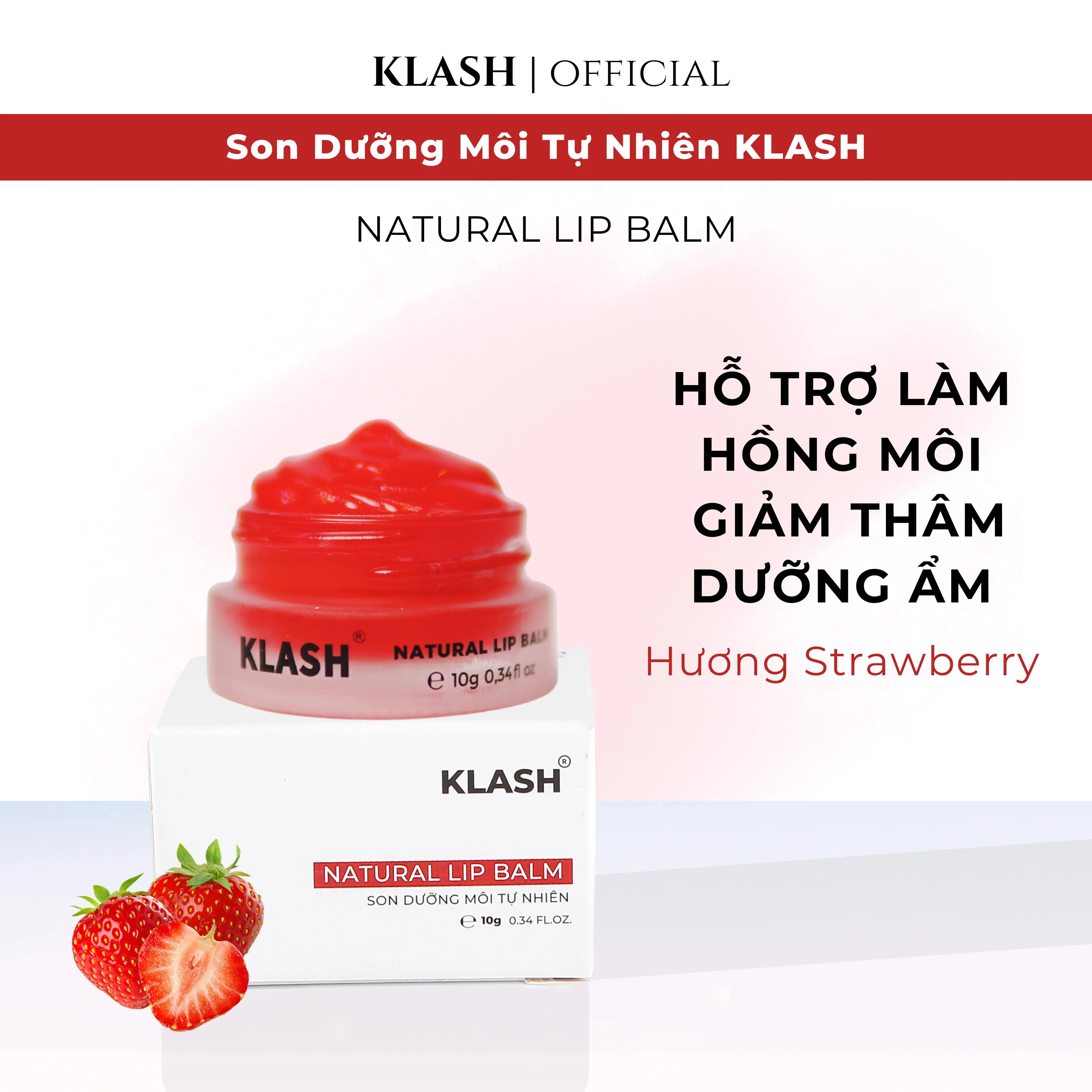 Son dưỡng môi tự nhiên KLash hỗ trợ làm hồng môi, giảm thâm, dưỡng ẩm môi 10g Nữ