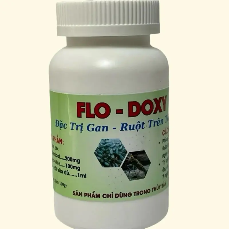 [ Combo 5 hủ ] Flo_Doxy dùng cho tôm xử lý vàng gan, trắng gan, đỏ gan, teo gan, ruột lỏng, đứt khúc, phân trắng trên tôm
