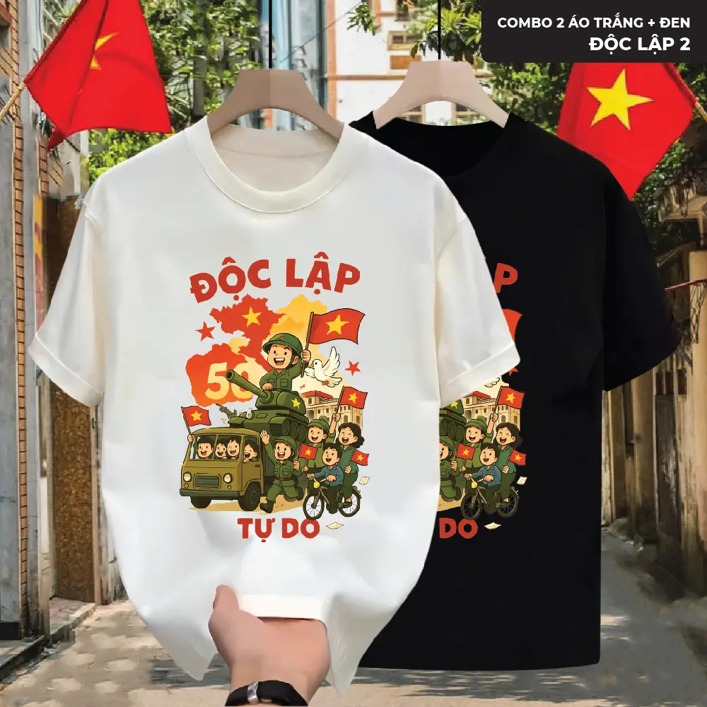 Áo Thun Cổ Thuyền INDEPENDENCE 2, Thiết Kế Độc Lập Việt Nam, Phong Cách CVC Cơ Bản, Sang Trọng Và Thanh Lịch, Thoáng Khí, Thích Hợp Cho Gia Đình Kích Thước Đầy Đủ