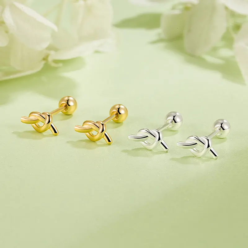 Bông Tai Xoắn Vít Thắt Nút Hình Trái Tim, Dành Cho Phụ Nữ, Nhỏ Nhắn Và Đơn Giản, Thích Hợp Đi Làm Hàng Ngày, Bông Tai Thời Trang Phong Cách Hàn Quốc Và Nhật Bản Mini